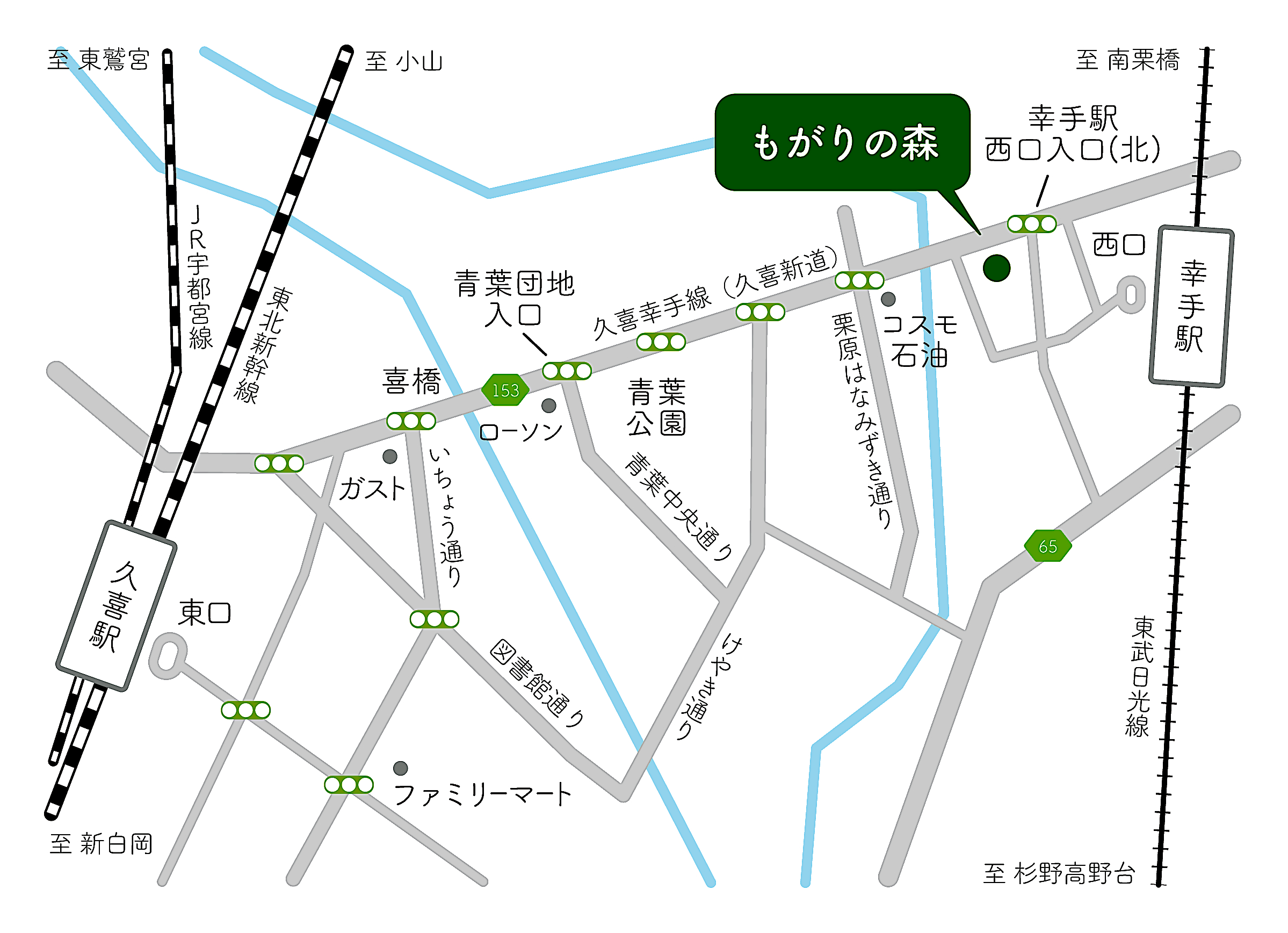 もがりの森　周辺地図